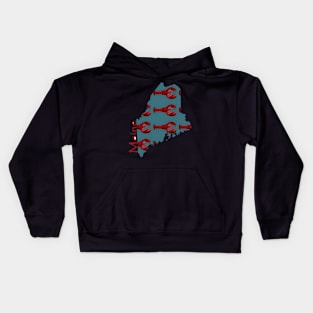 Maine Lobster on Map Kids Hoodie